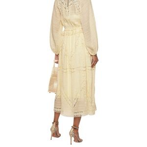 NWT Zimmermann Sabotage flocked tulle-paneled silk-blend seersucker midi dress